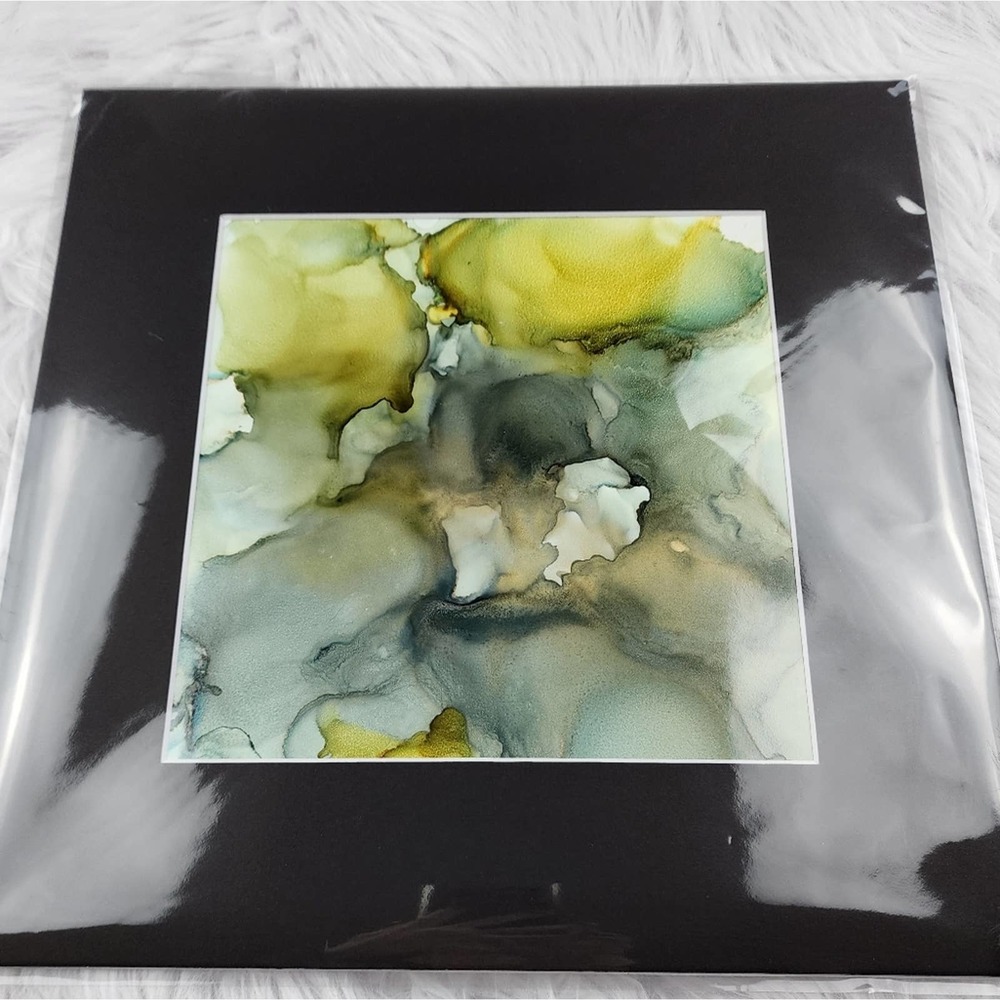 Original Alcohol Ink on Grafix & Matted in Black